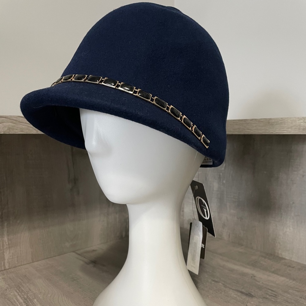 Navy cloche hat